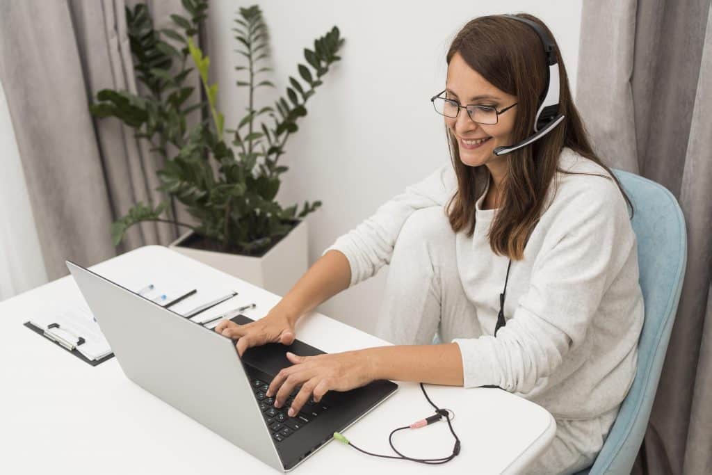 Adult Woman Working From Home